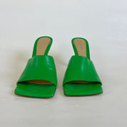 Bottega Veneta Green Square Toe Stretch Mule, 39.5