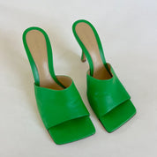 Bottega Veneta Green Square Toe Stretch Mule, 39.5