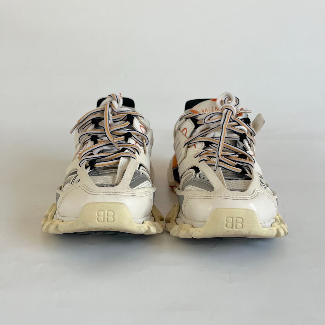 Balenciaga White/ Orange Track Sneakers, 37 - BOPF | Business of