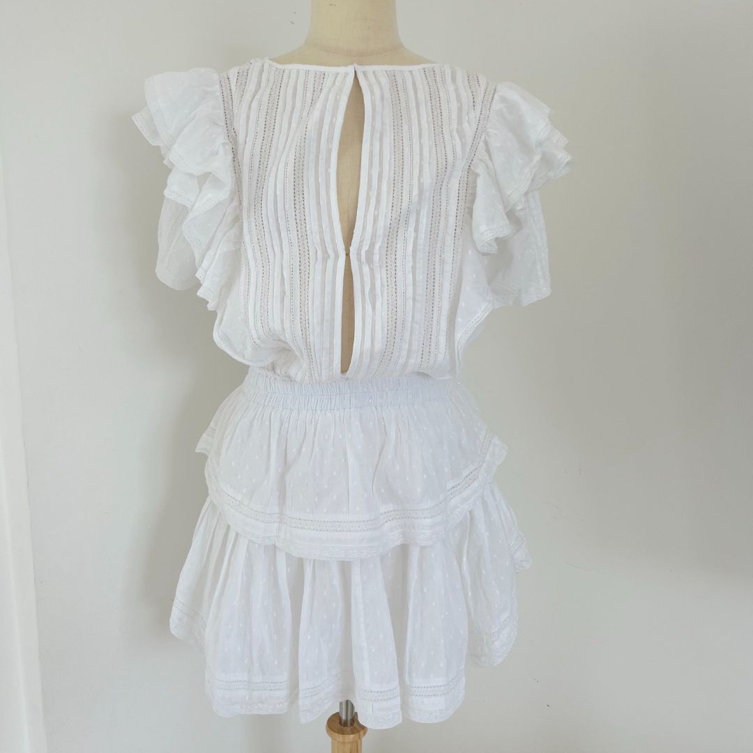 LoveShackFancy white embroidered mini dress