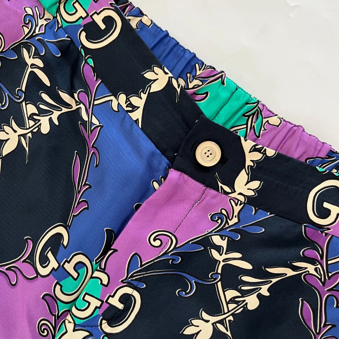 Gucci GG Rhombus Ramage silk GG logo cropped trousers (trousers only)