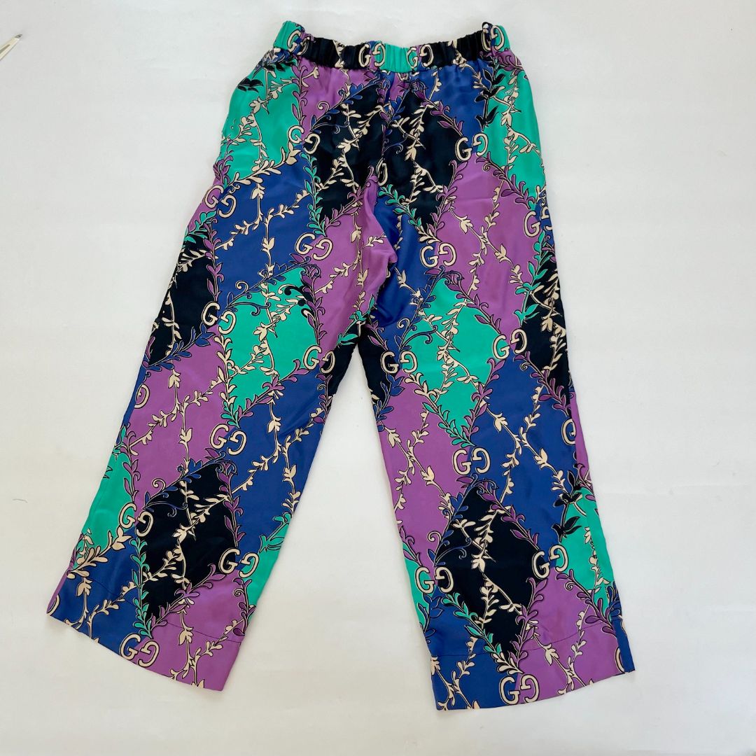 Gucci GG Rhombus Ramage silk GG logo cropped trousers (trousers only)