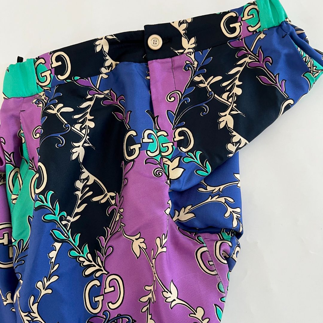 Gucci GG Rhombus Ramage silk GG logo cropped trousers (trousers only)