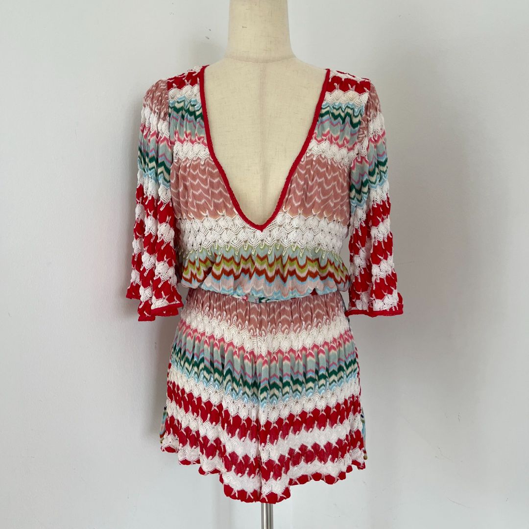 Missoni Mare knitted red/white multicolor playsuit