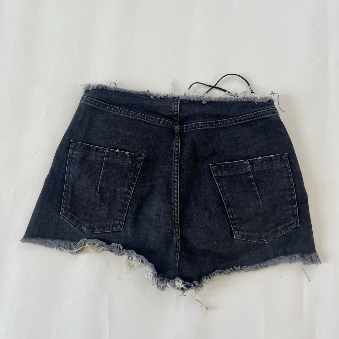 Unravel black distressed lace up shorts