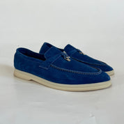 Loro Piana Summer Charms Walk Suede Loafers, 42