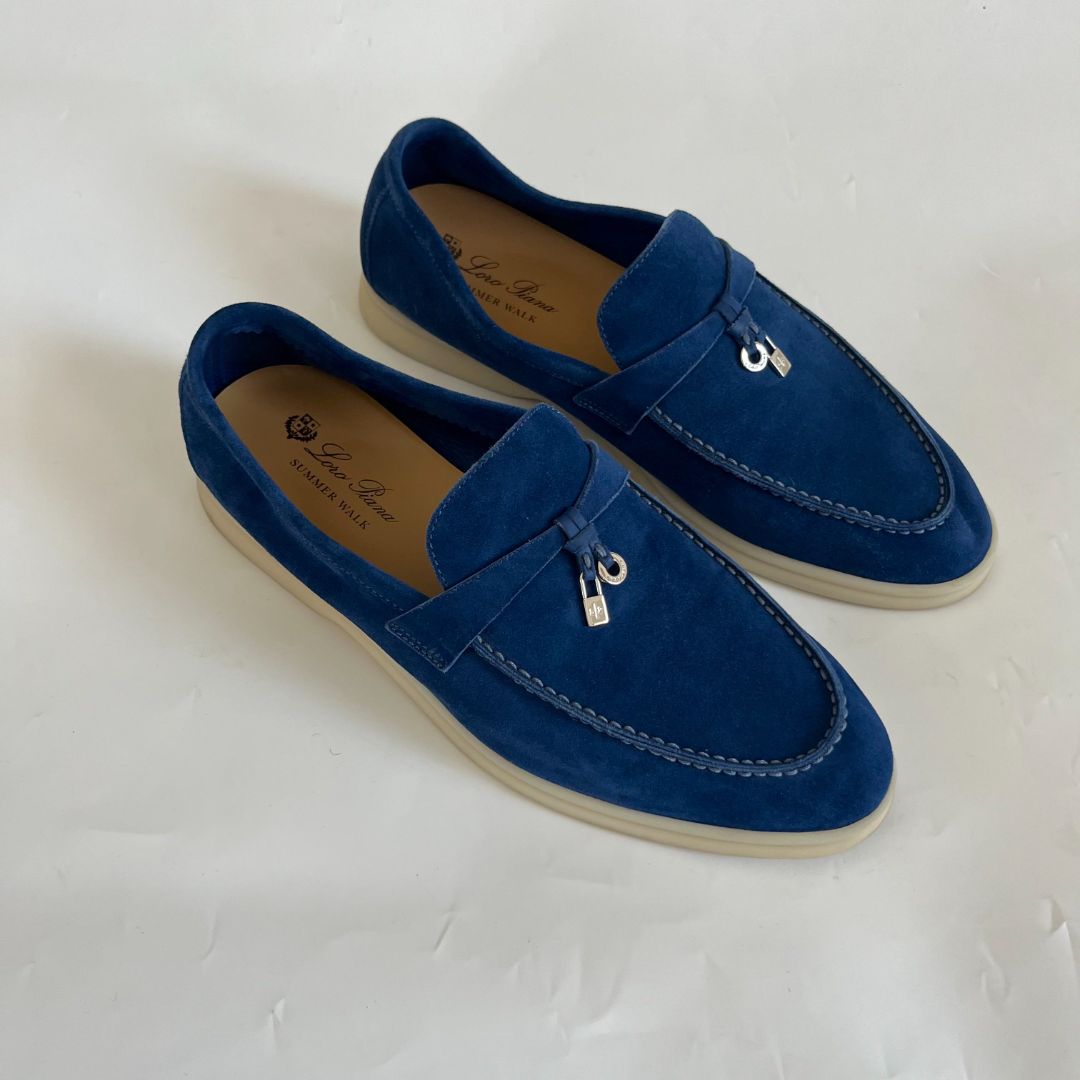 Loro Piana Summer Charms Walk Suede Loafers, 42