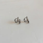 Chanel Grey Metal Crystal and Pearl Clip On Earrings