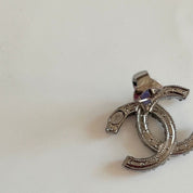 Chanel Grey Metal Crystal and Pearl Clip On Earrings
