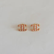 Chanel Gold Striped Textured Stud Earrings