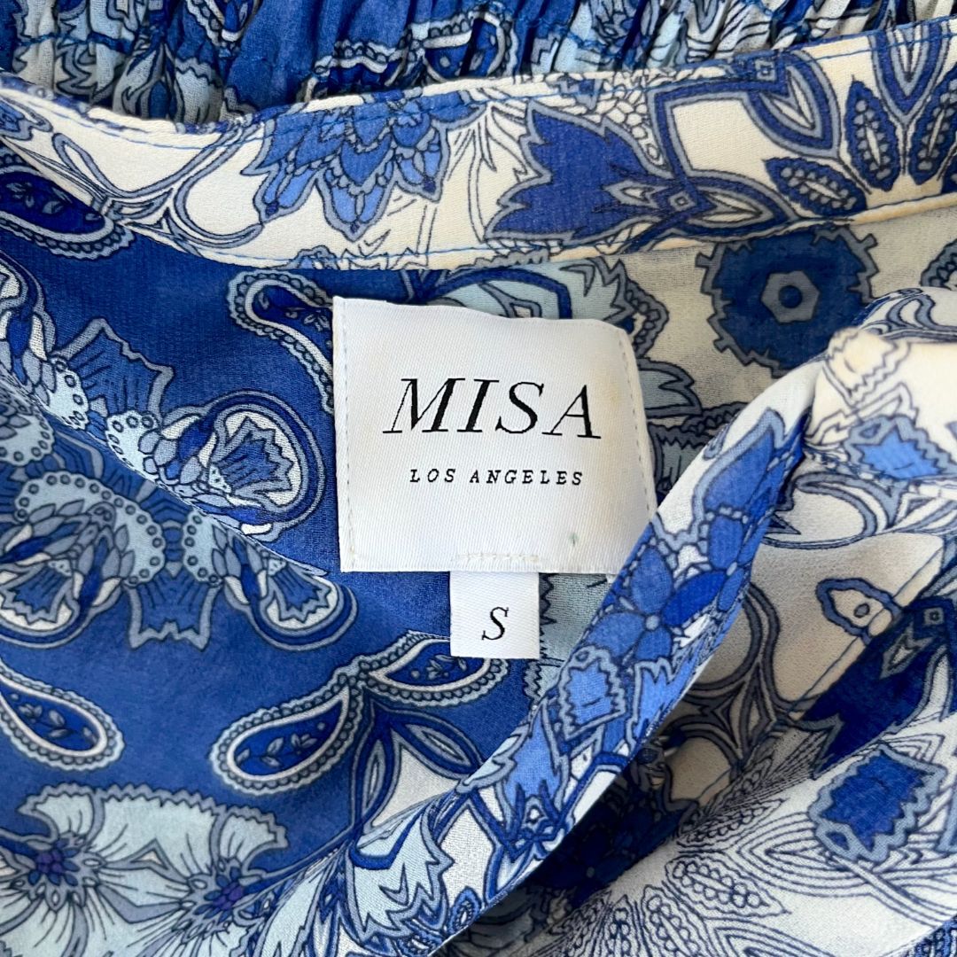 Misa blue floral printed mini dress