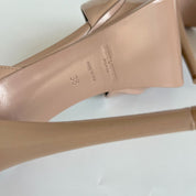 Saint Laurent nude patent leather platform 105 tribute peep toe sandal, 38