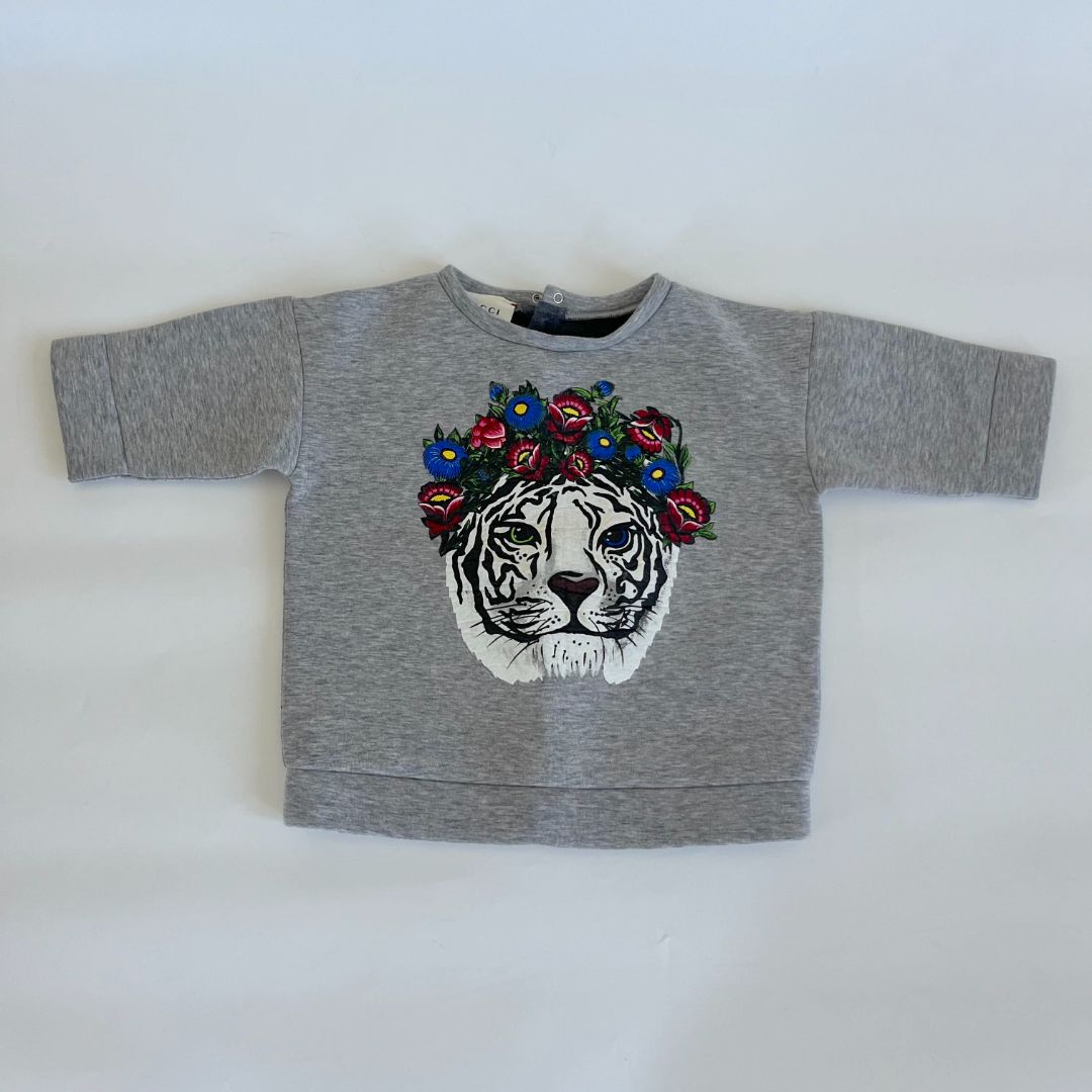 Gucci grey children tiger floral printed sweater