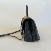Chanel Coco Handle Black Chevron Mini Bag