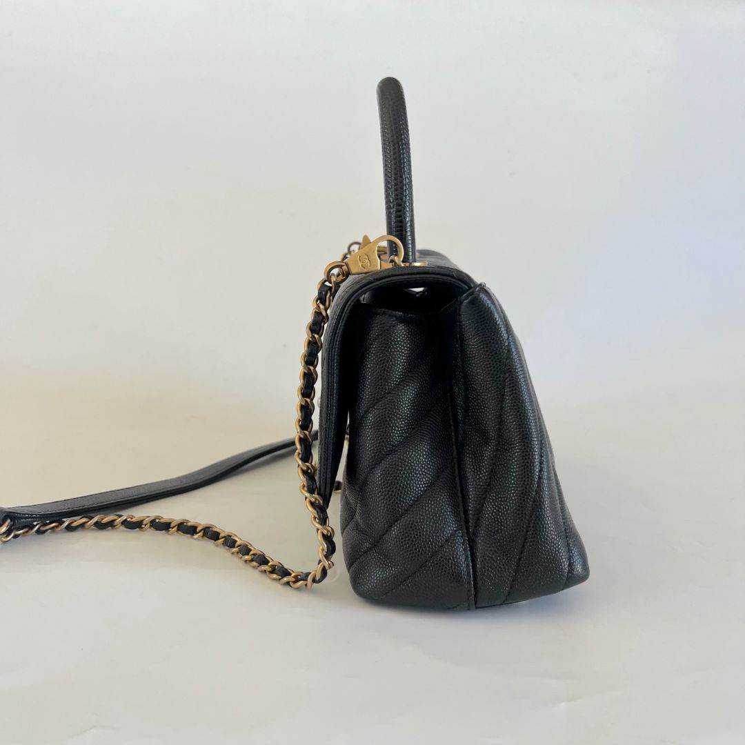 Chanel Coco Handle Black Chevron Mini Bag - BOPF | Business of Preloved ...
