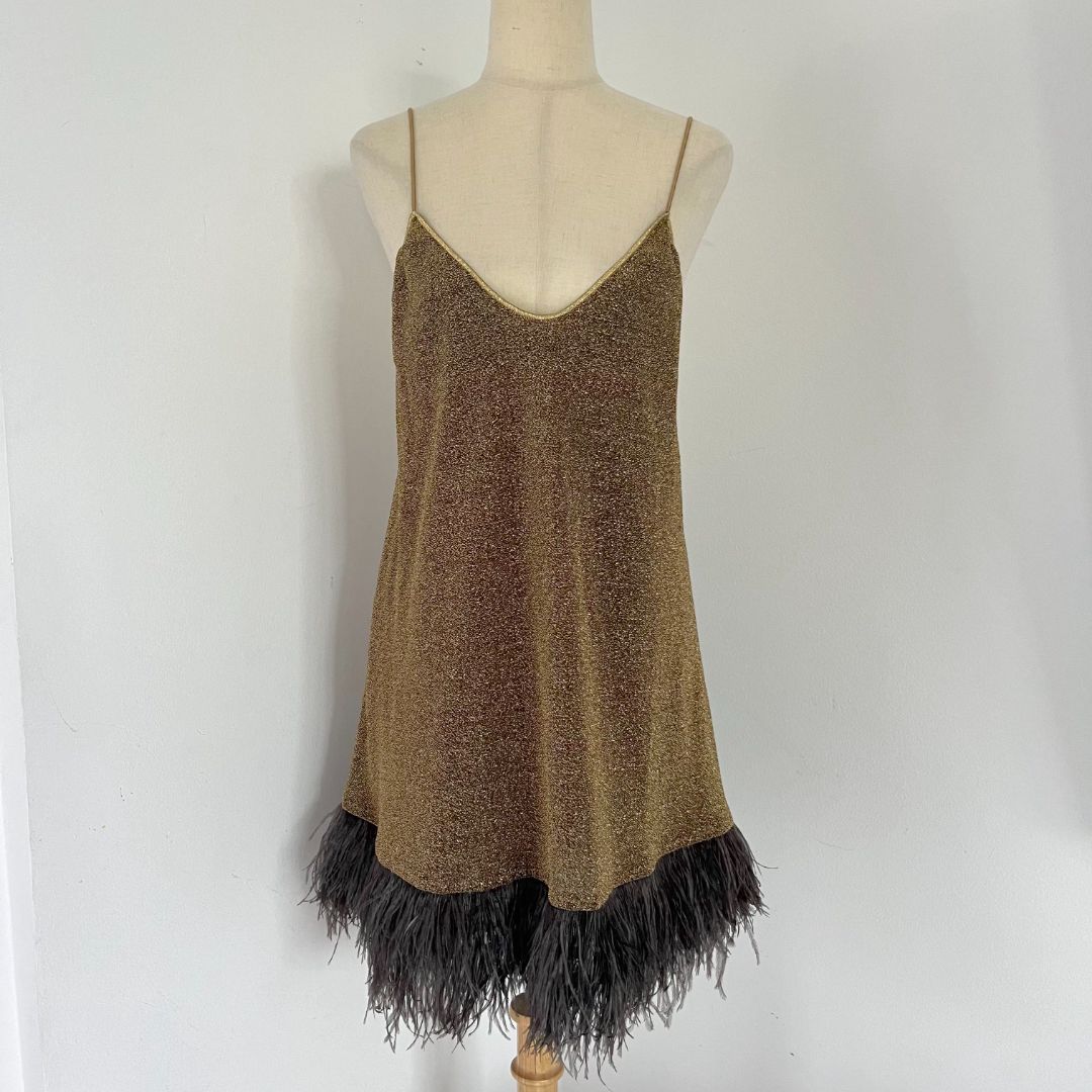 Oseree Lumire Plumage Necklace Mini Dress in Lurex - BOPF | Business of  Preloved Fashion