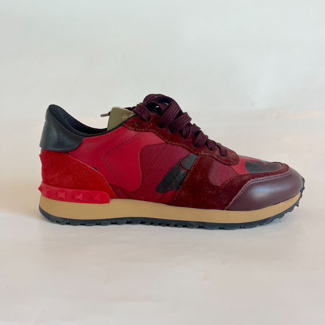 Valentino Red Camo Lace Up Sneakers, 38