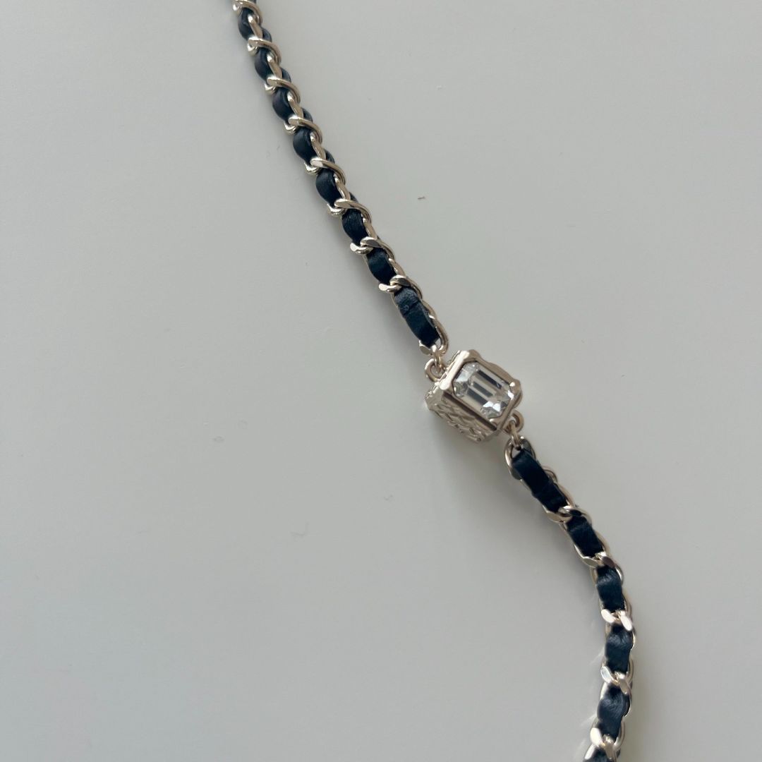 Chanel Leather Woven Chain long Necklace