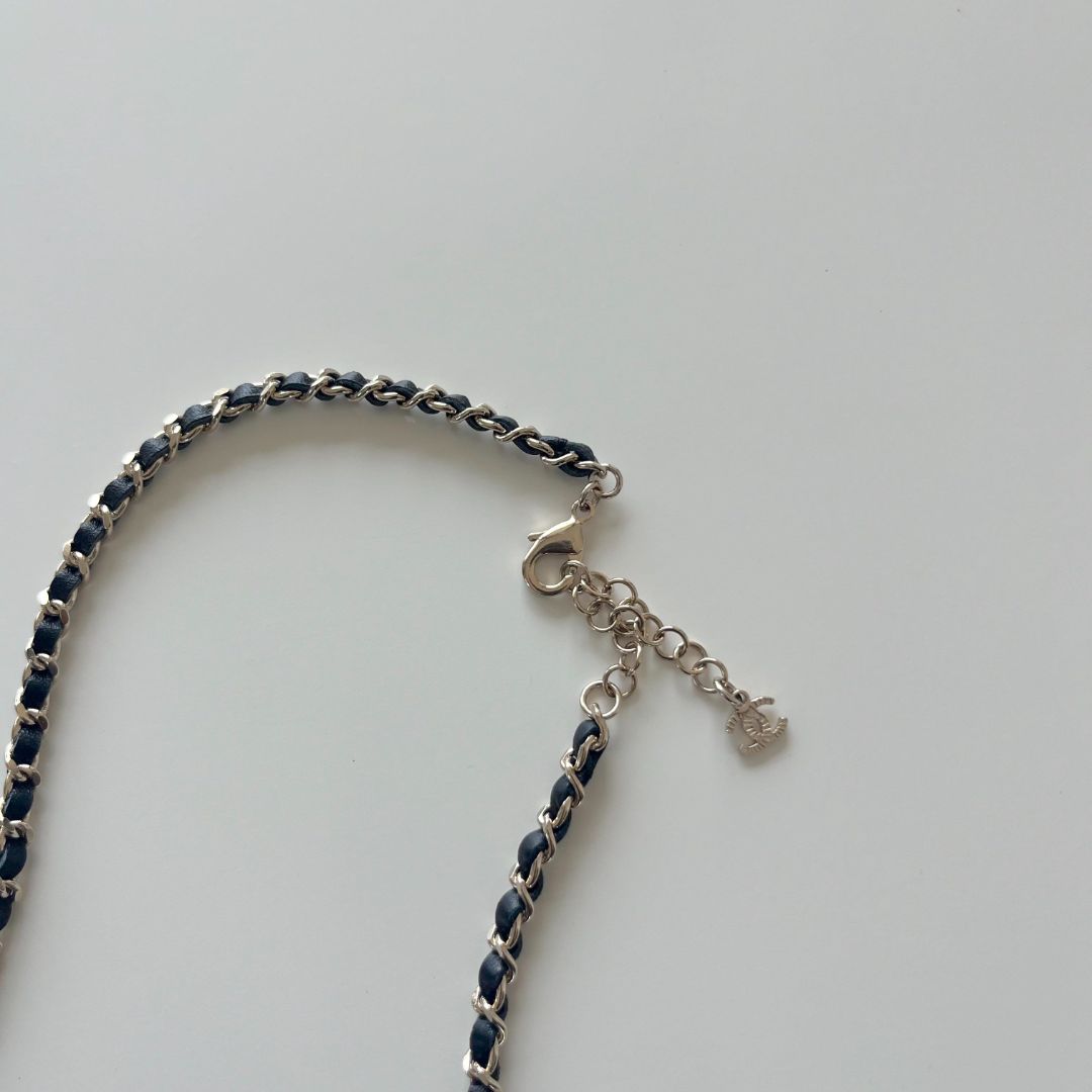 Chanel Leather Woven Chain long Necklace