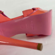 Saint Laurent Pink Tribute Patent Leather Sandal Heels, 39