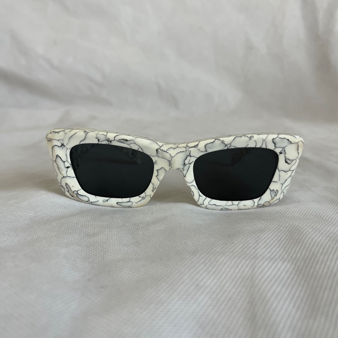 Prada White/Black SPR 13Z Marble Print Symbole Sunglasses