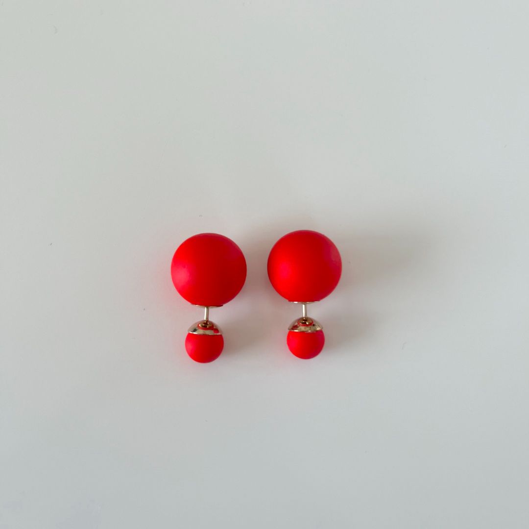 Dior red/orange matte tribal earrings
