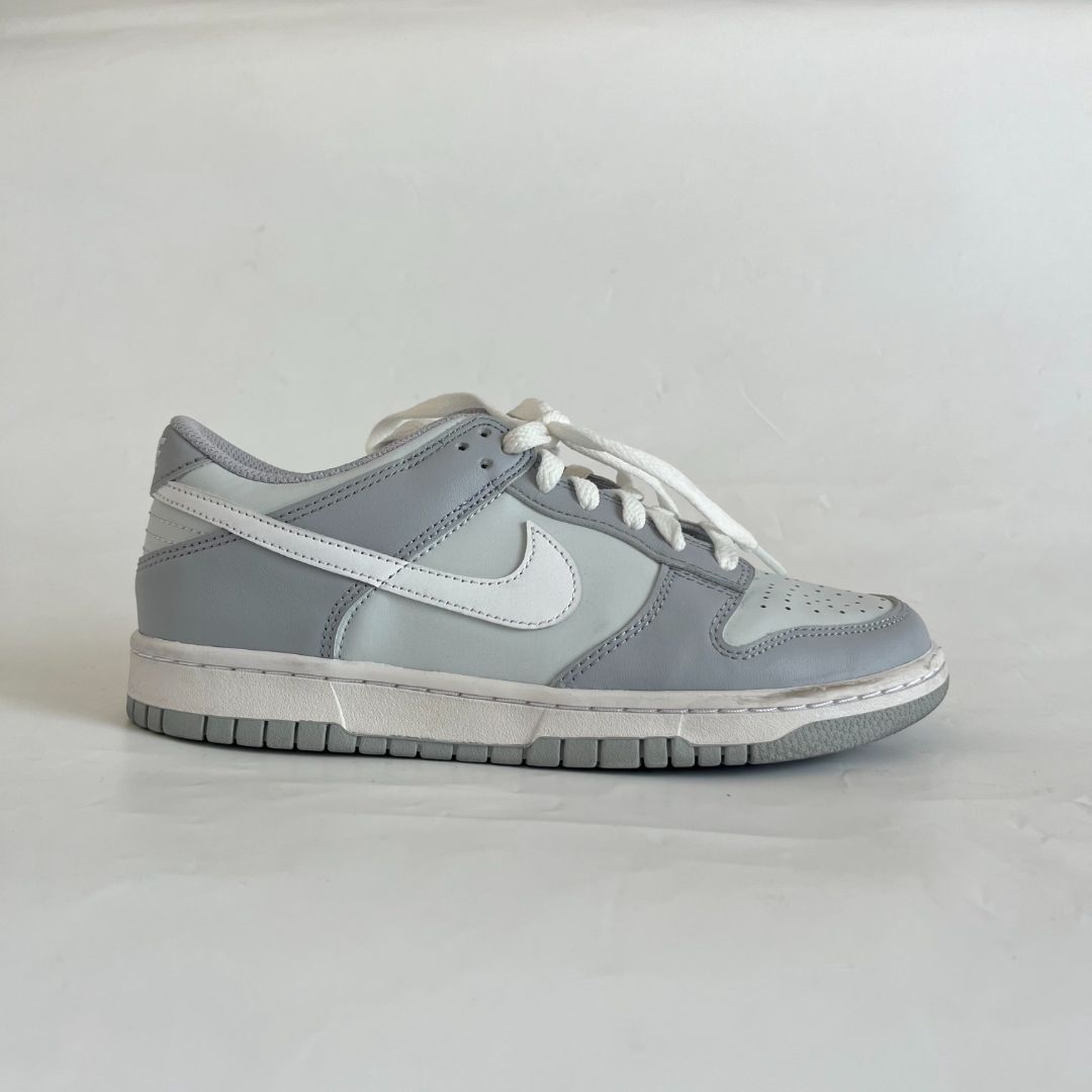 Nike Grey/ White Low Dunk Sneakers, 38.5