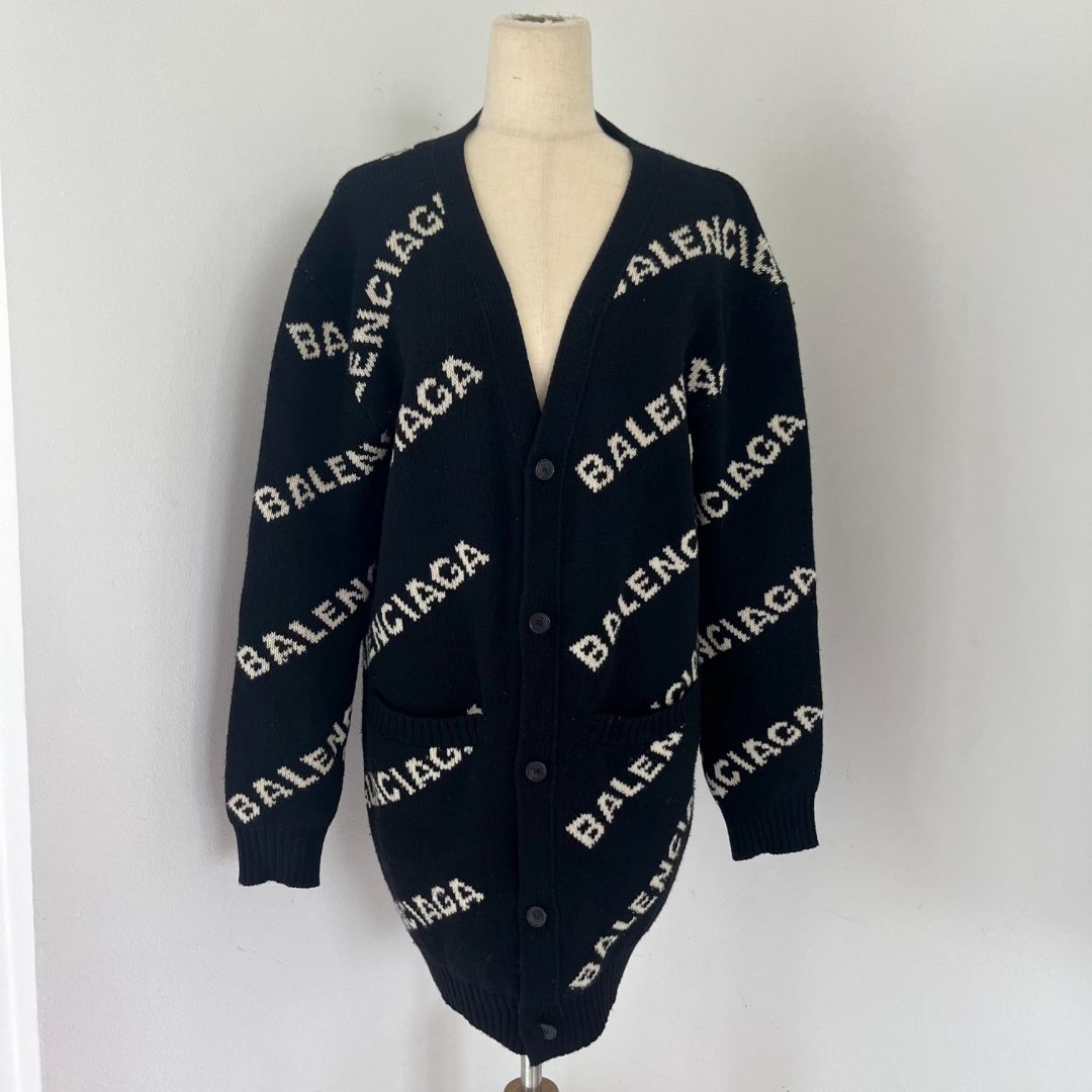 Balenciaga logo oversized knitted cardigan