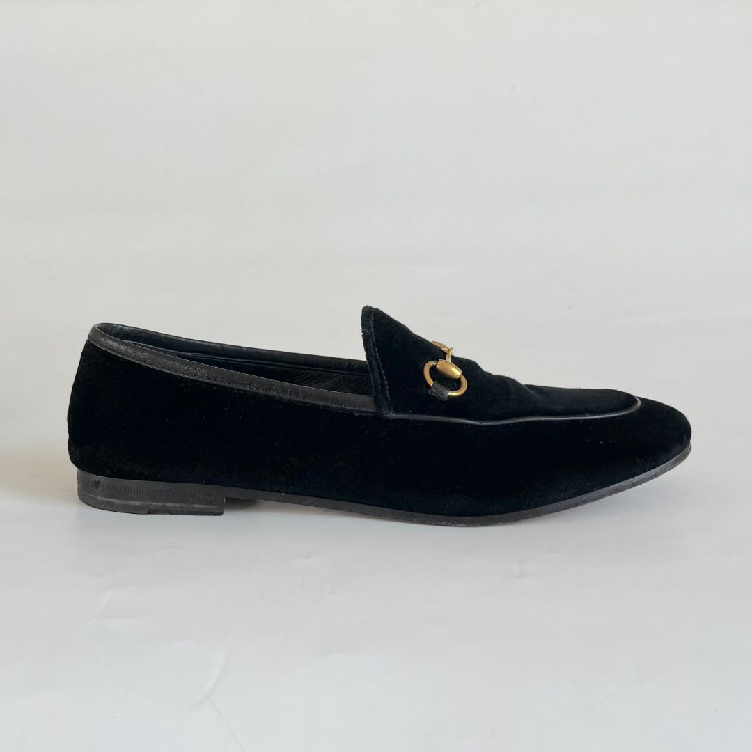 Gucci black velvet Jordaan loafer, 38.5