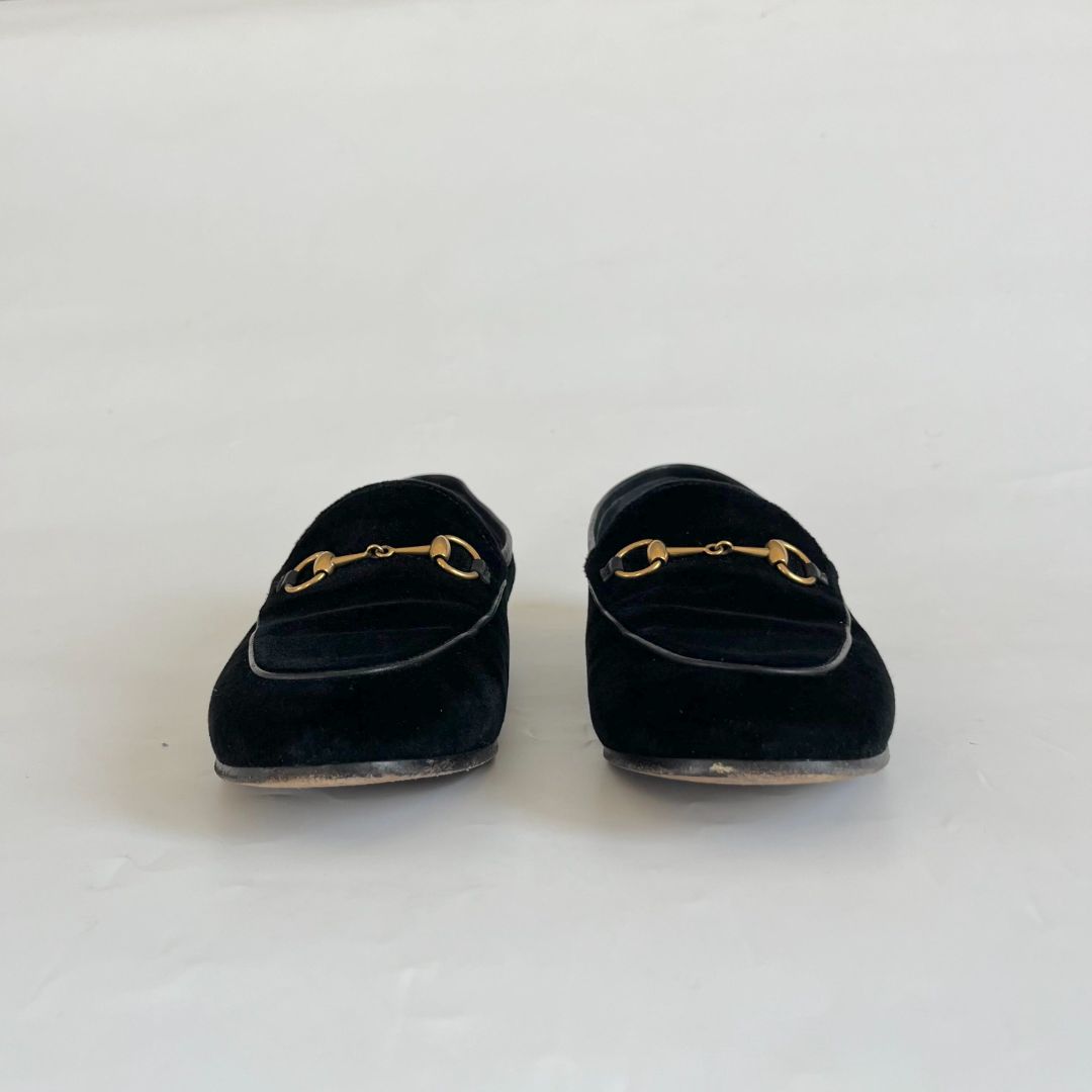 Gucci black velvet Jordaan loafer, 38.5