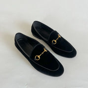 Gucci black velvet Jordaan loafer, 38.5