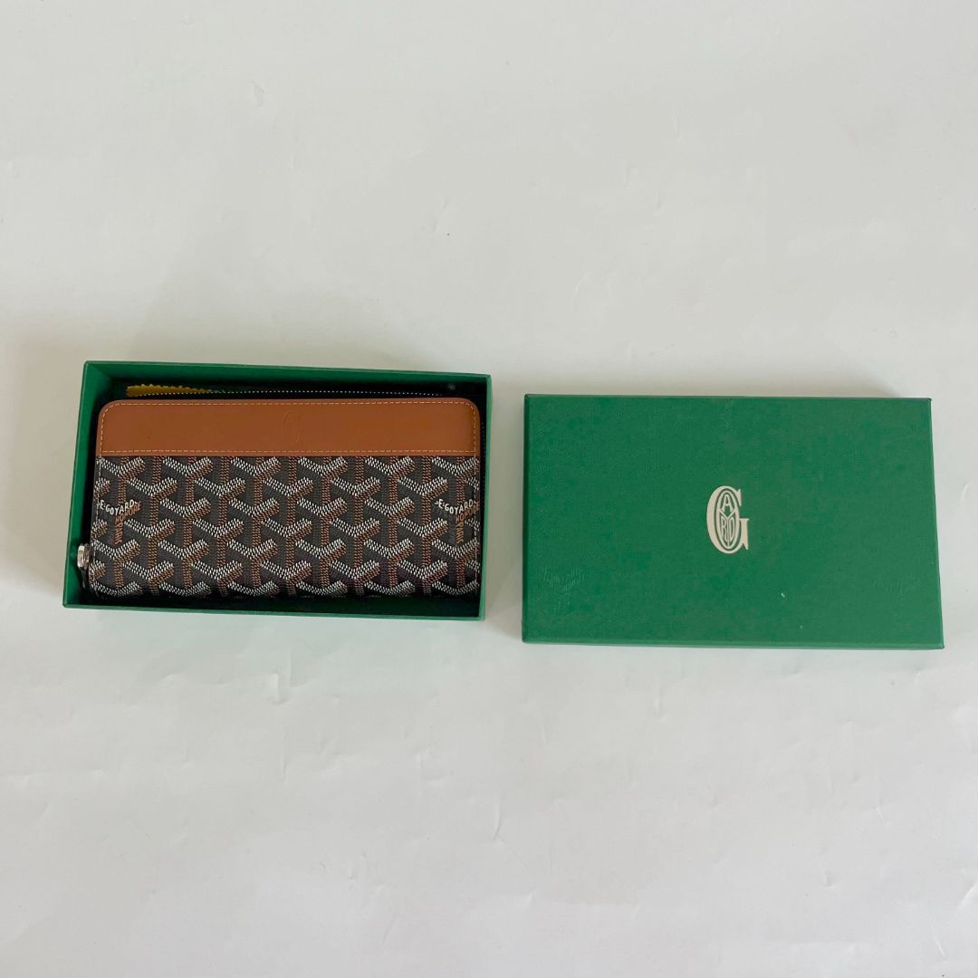 Goyard Matignon Wallet GM Green in Canvas/Calfskin with Palladium