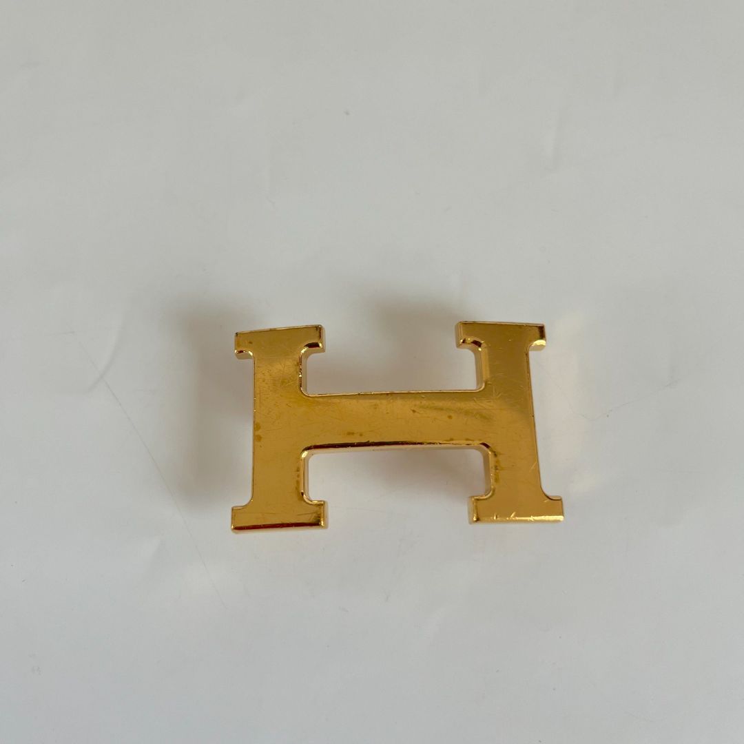 Hermès Black/Gold Box/Togo Leather H Buckle Reversible Belt 85CM
