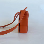 Bottega Veneta Orange Intrecciato Leather Cassette Shoulder Bag
