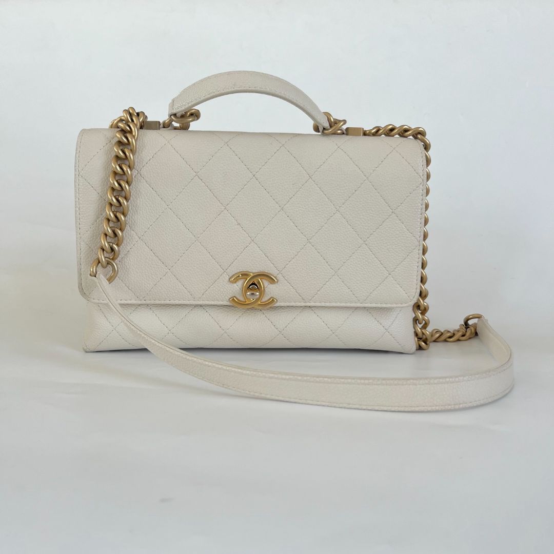 Chanel Quilted Medium Business Affinity Flap White Caviar Gold Hardware