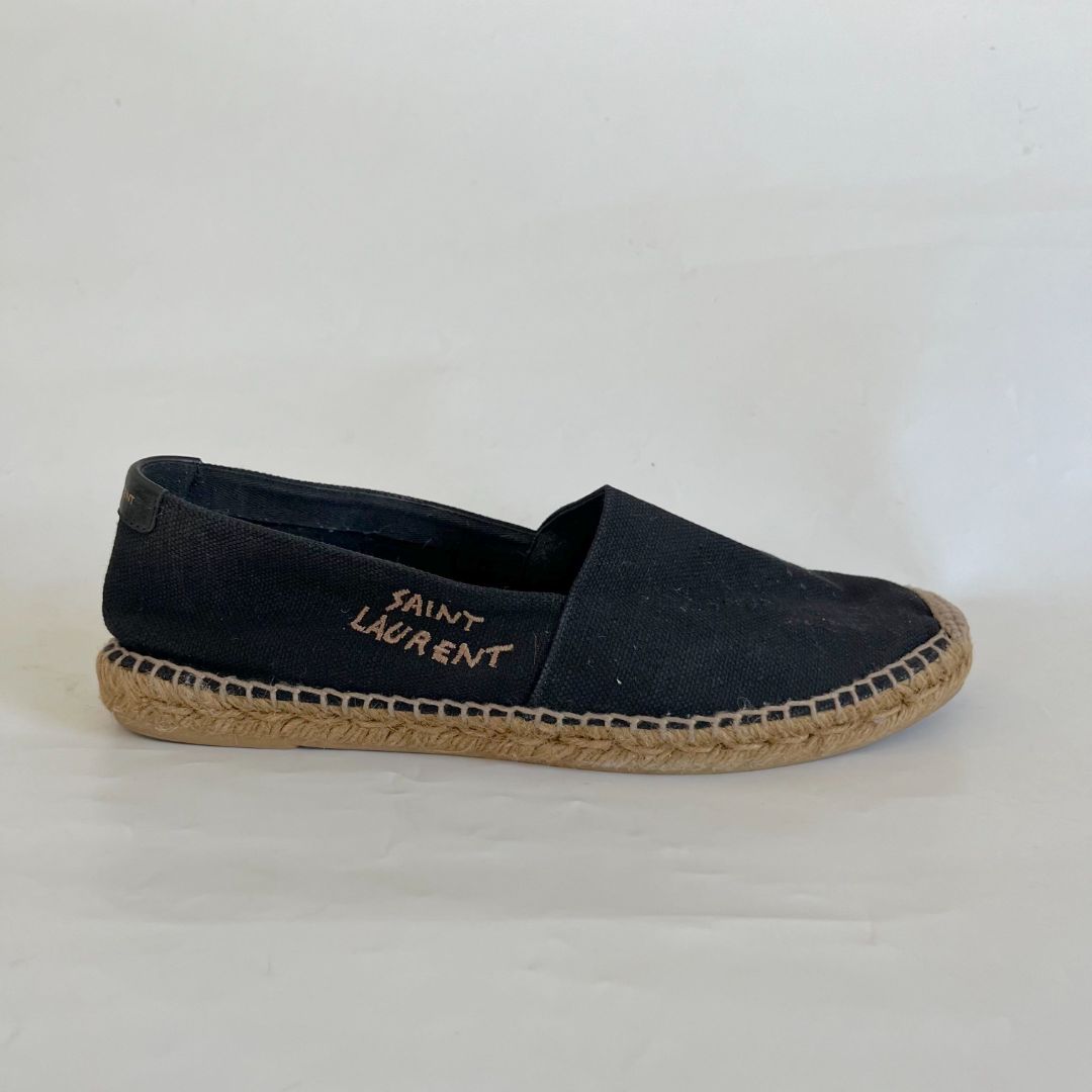 Saint Laurent Logo Embroidered Espadrille Flats, Mens size 42