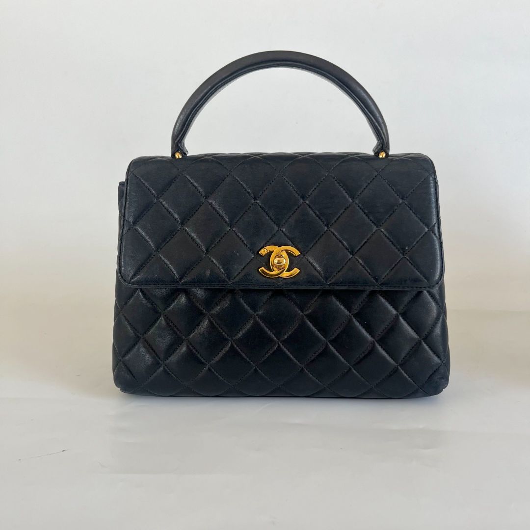 Chanel black vintage kelly quilted bag