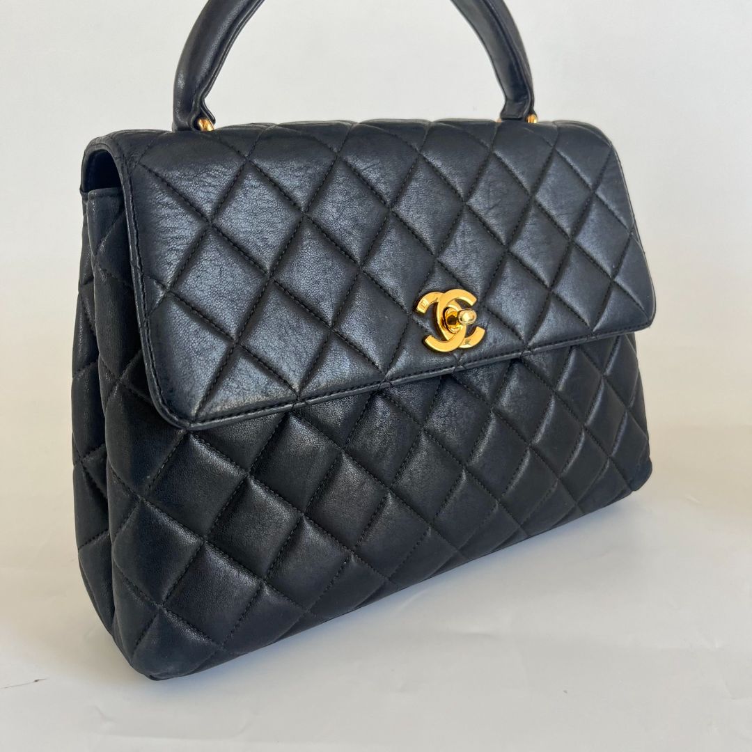 Chanel black vintage kelly quilted bag