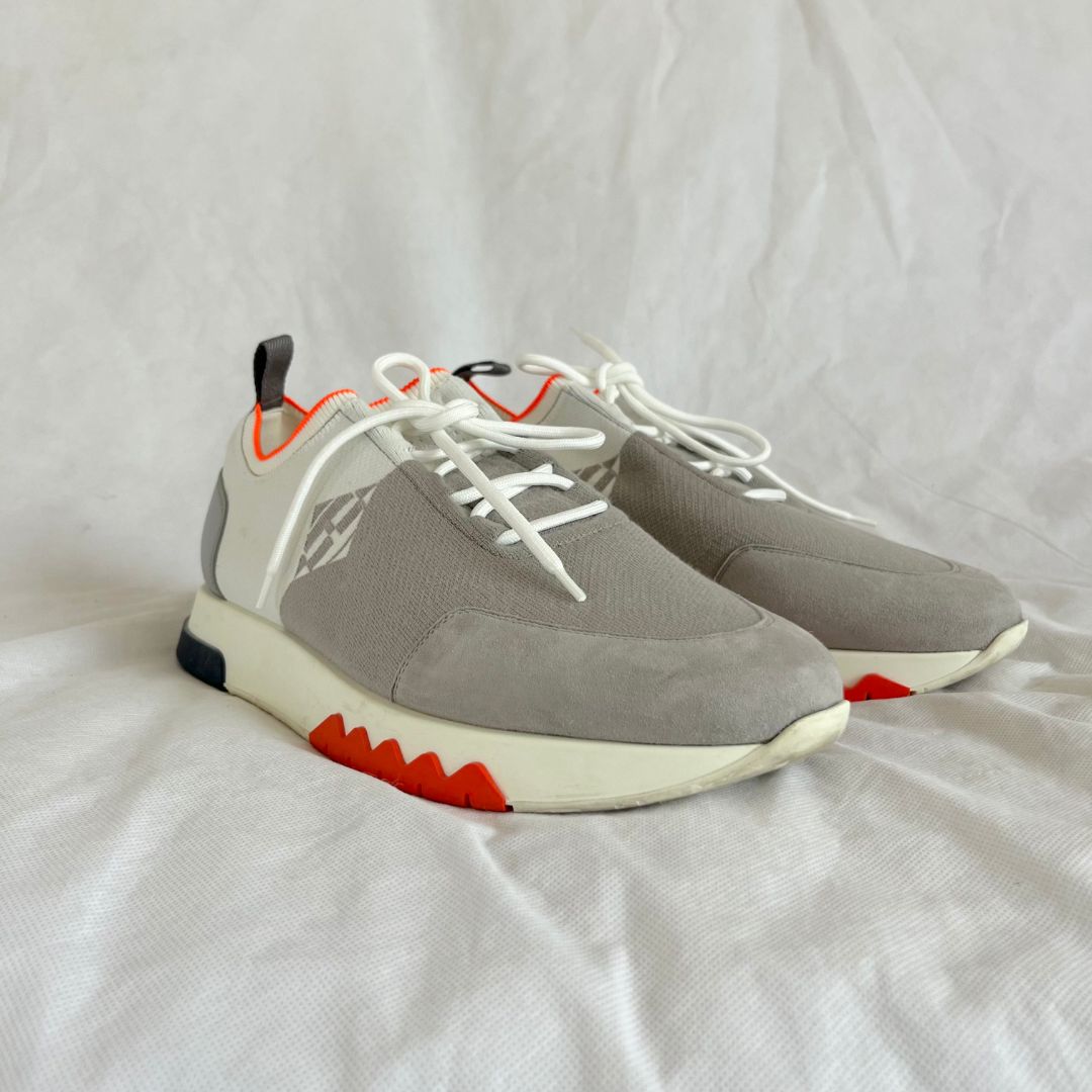 Hermès Tricolor Addict Low Top Sneaker Shoes, 43.5