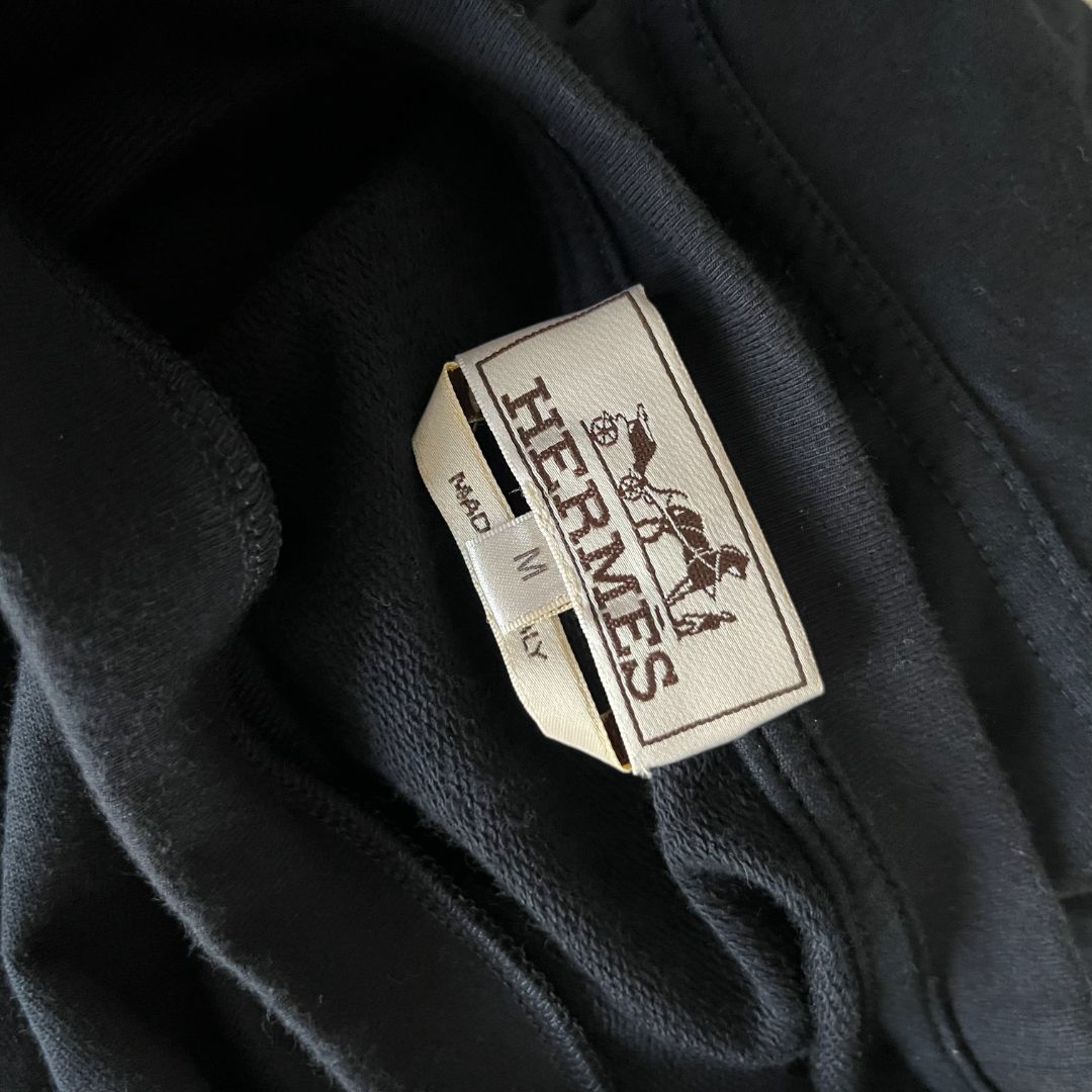 Hermes Navy Crew Neck Cotton T-shirt