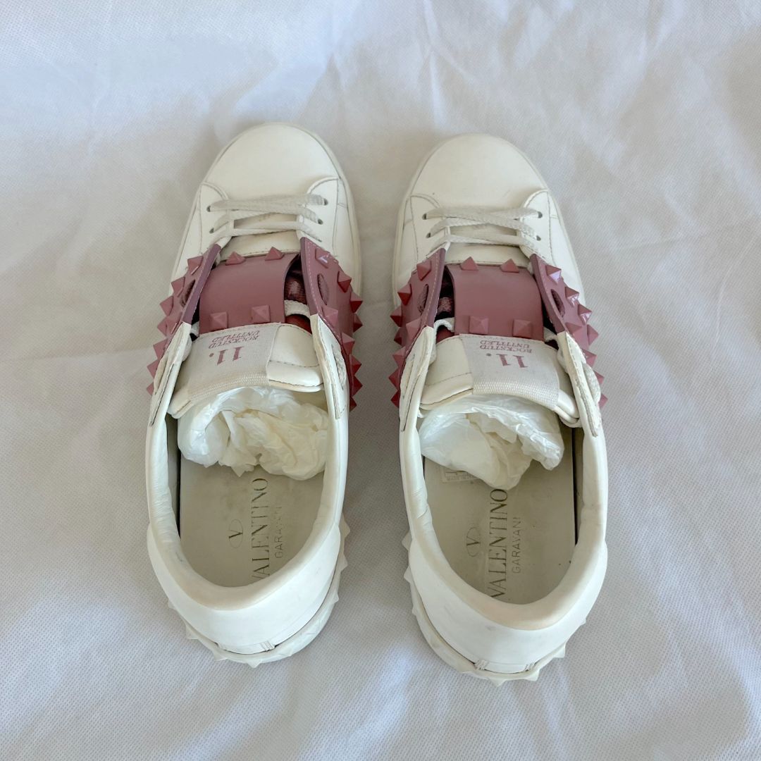 Valentino White/Purple Rockstud Lace Up Sneaker, Shoes