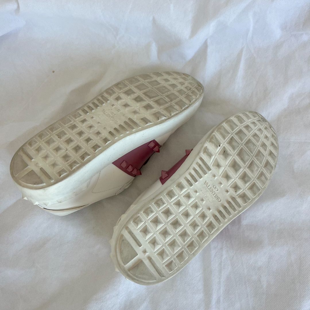 Valentino White/Purple Rockstud Lace Up Sneaker, Shoes