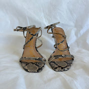 Sam Edelman Grey/Black Python Skin Anke Strap Sandals