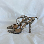 Sam Edelman Grey/Black Python Skin Anke Strap Sandals