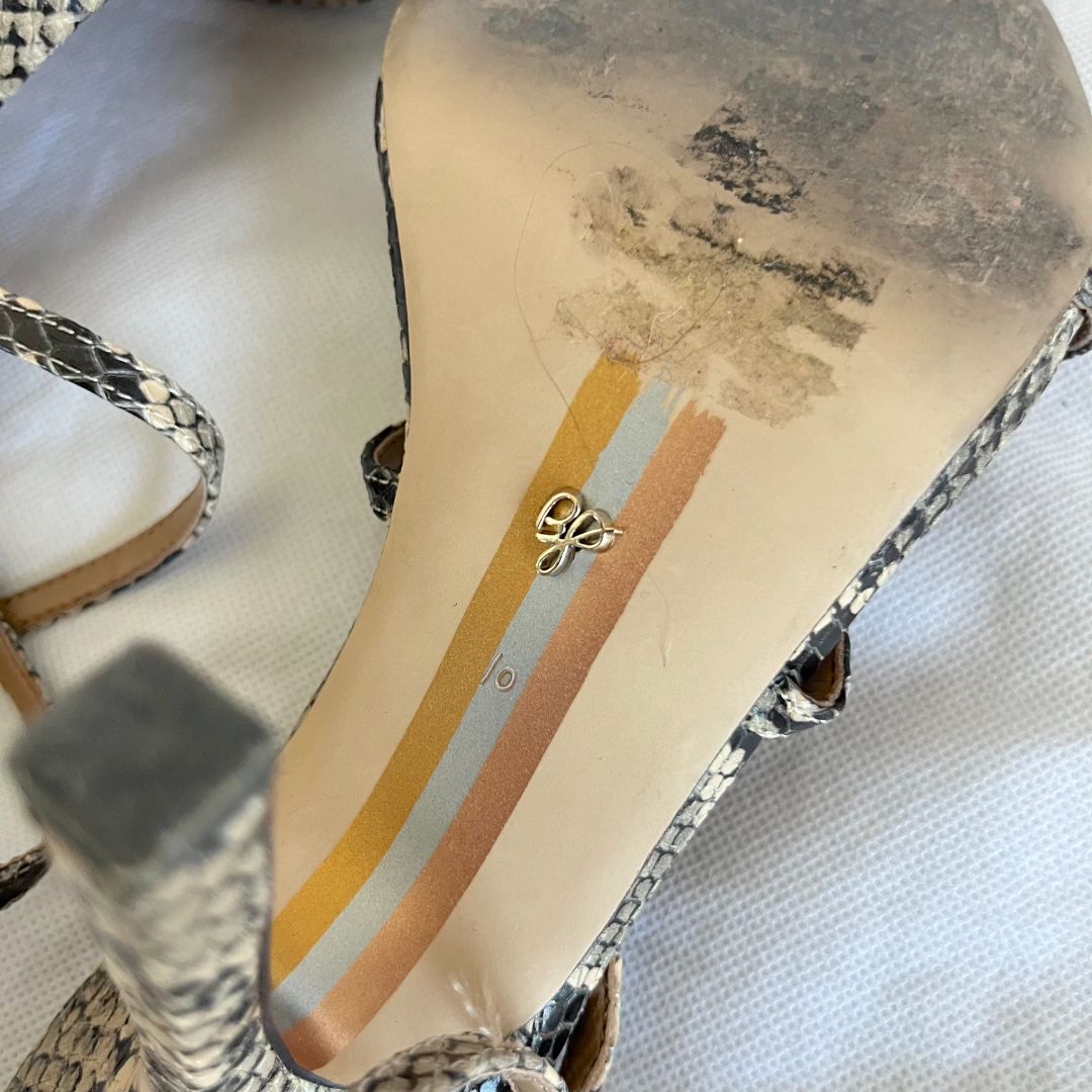Sam Edelman Grey/Black Python Skin Anke Strap Sandals