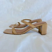 By Far Beige Tanya Patent Leather Sandals,40