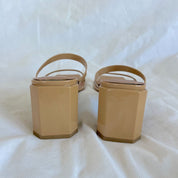 By Far Beige Tanya Patent Leather Sandals,40