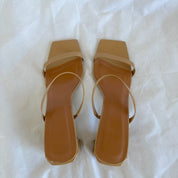 By Far Beige Tanya Patent Leather Sandals,40