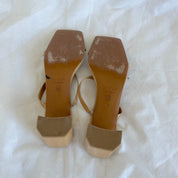 By Far Beige Tanya Patent Leather Sandals,40
