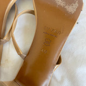 By Far Beige Tanya Patent Leather Sandals,40